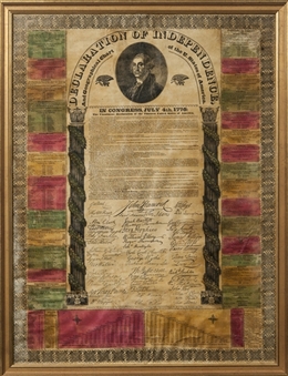 1832 Declaration of Independence Hand Colored Broadside, Framed (University Archives LOA)